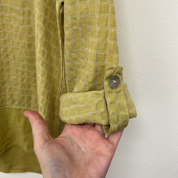 Linnea Linen-Blend Artsy Lagenlook Boxy Roll Tab Lightweight Wide Neck Top Small - Picture 13 of 14